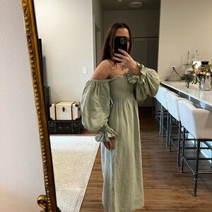 Sleeper Atlanta linen dress in green